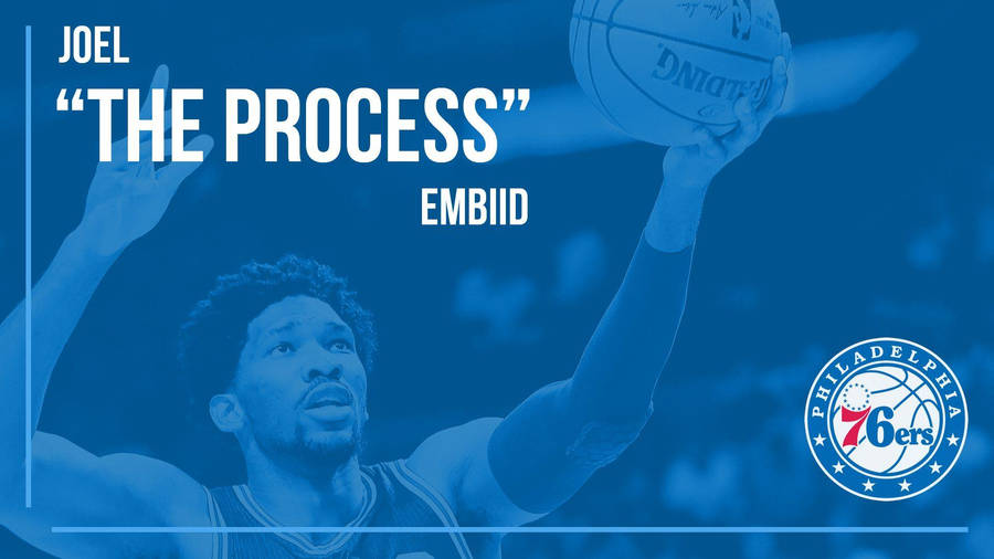 Joel Embiid Blue Monochrome Art Wallpaper