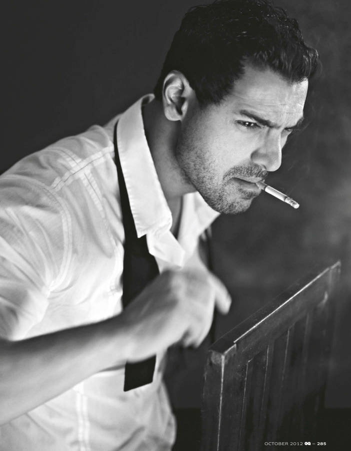 John Abraham Smoking Monochrome Wallpaper