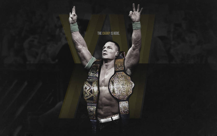 John Cena With Two Championship Belts Wallpaper