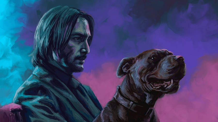 John Wick And Dog Art Wallpaper