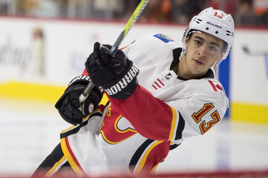 Johnny Gaudreau Ice Hockey Calgary Flames Action Wallpaper