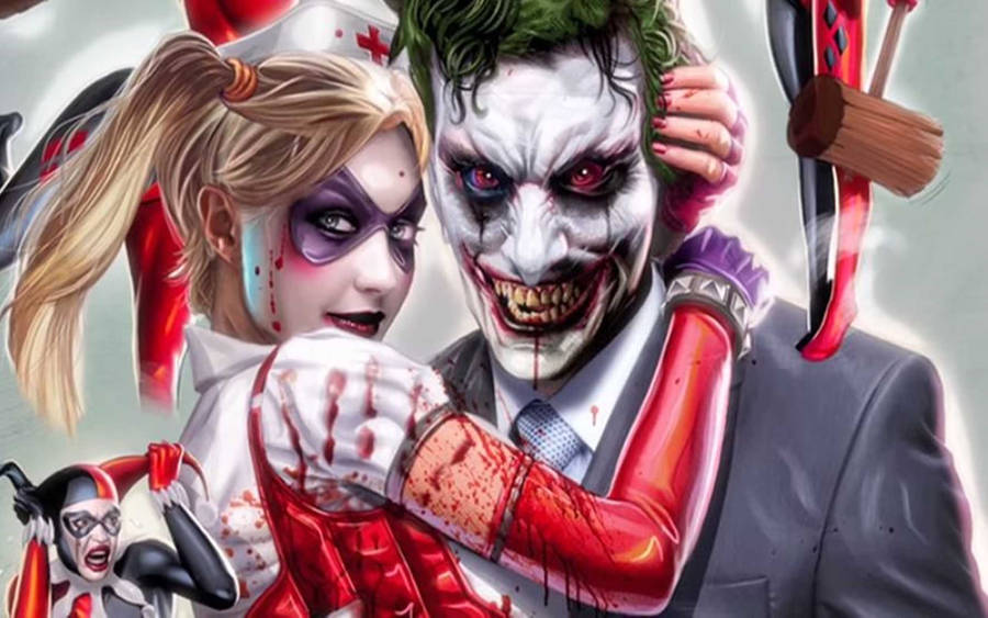 Joker And Harley Quinn Bloody Nurse Wallpaper