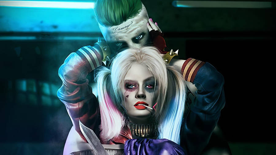 Joker And Harley Quinn Sinister Embrace Wallpaper