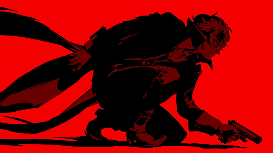 Joker Persona 5 Holding Gun Wallpaper