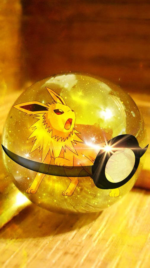 Jolteon In A Yellow Glass Pokeball Wallpaper