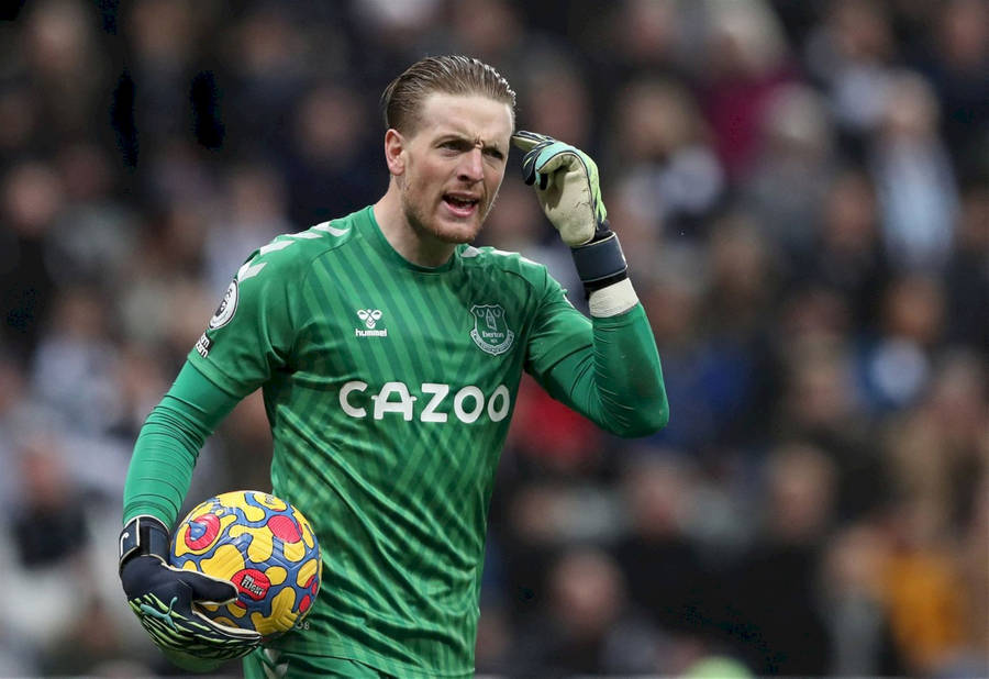 Jordan Pickford Holding Colorful Football Wallpaper