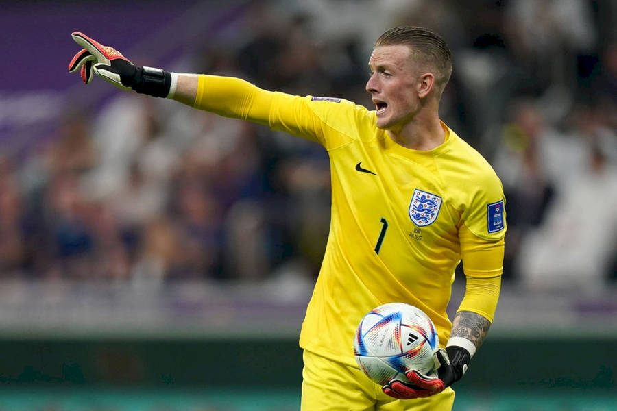 Jordan Pickford Holding Football Wallpaper