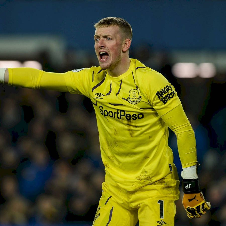 Jordan Pickford Wearing Yellow Uniform Wallpaper