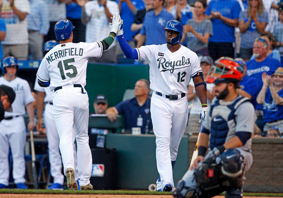 Jorge Soler High Fiving His Teammate Wallpaper