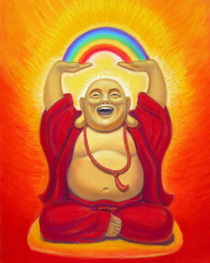 Joyful Buddha Rainbow Art Wallpaper