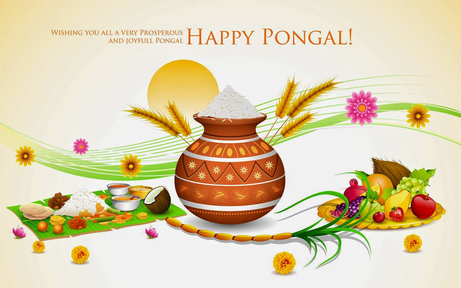 Joyful Happy Pongal Message Wallpaper