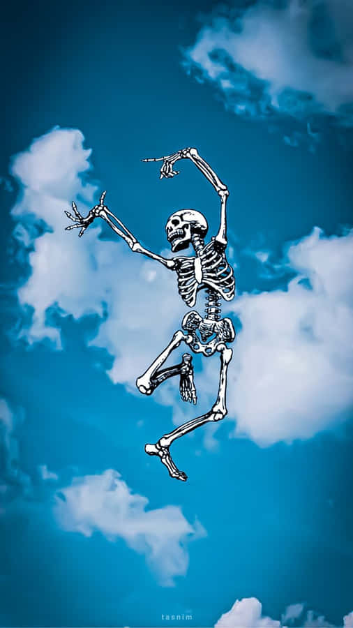 Joyful Skeleton Dance Sky Background Wallpaper