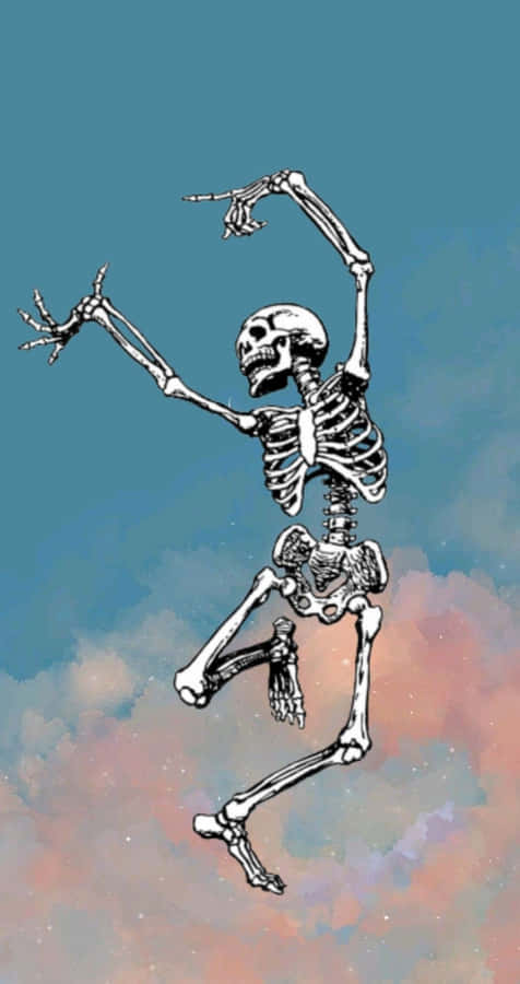 Joyful Skeleton Dance Sky Background Wallpaper