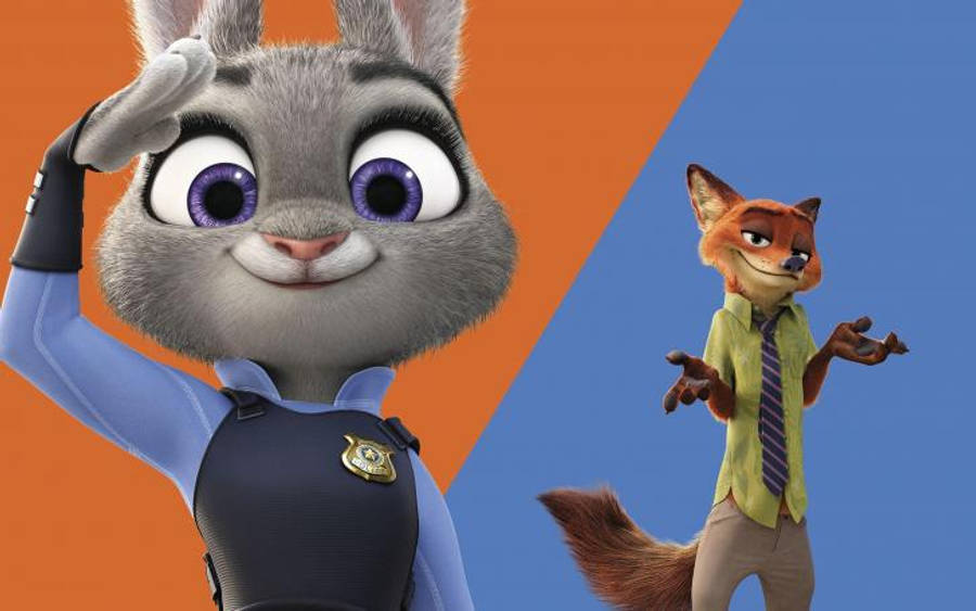 Judy Hopps And Nick Wilde Diagonal Wallpaper