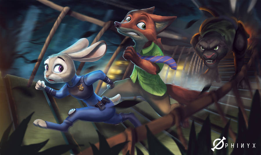 Judy Hopps And Nick Wilde Running Wallpaper