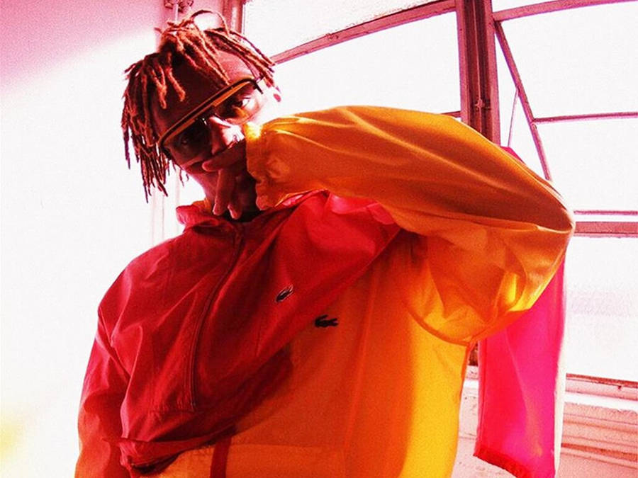 Juice Wrld 999 Orange Raincoat Wallpaper