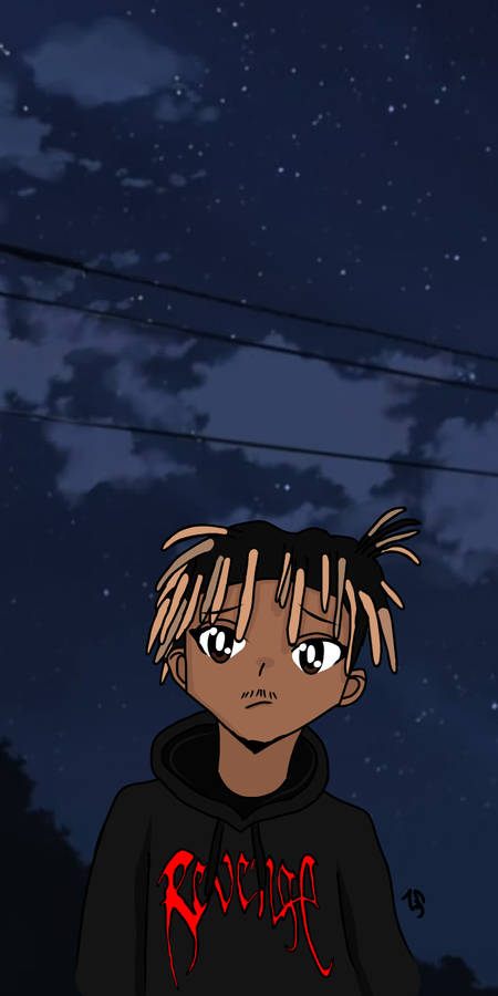 Juice Wrld Anime At Nighttime Wallpaper