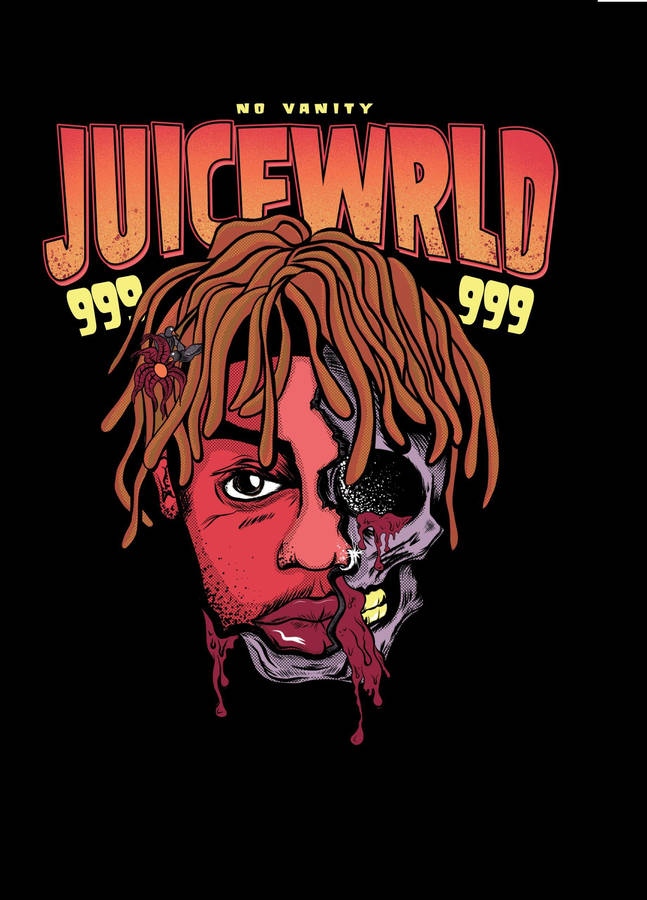 Juice Wrld Anime Half-skull Face Wallpaper