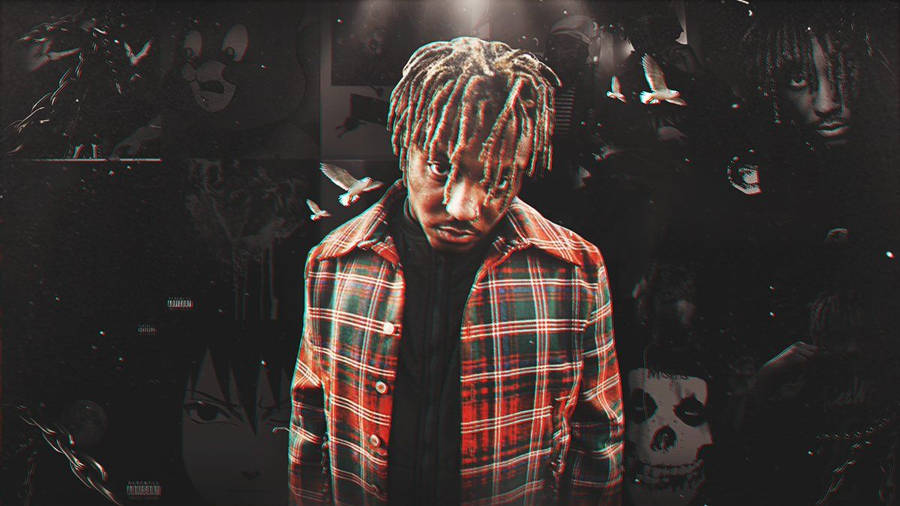 Juice Wrld On Dark Background Wallpaper