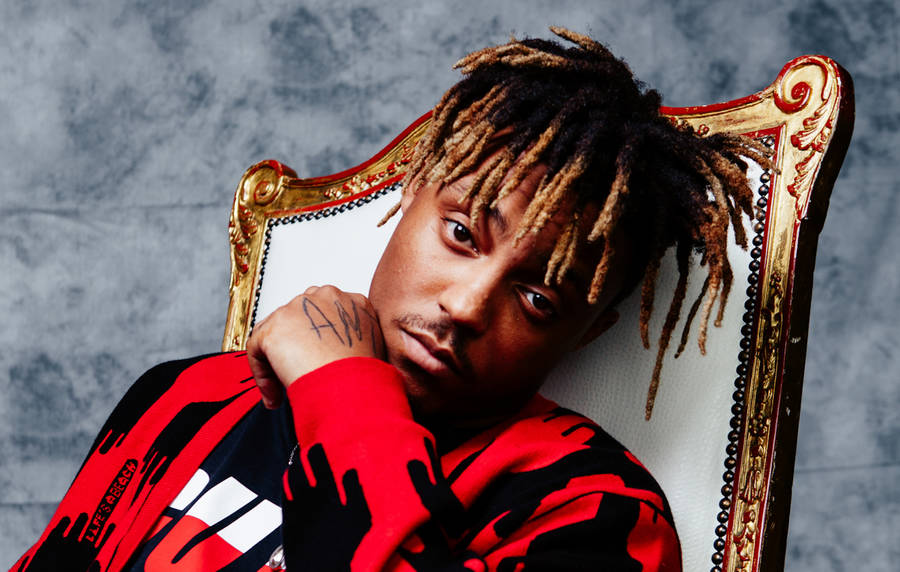 Juice Wrld Red Black Jacket Throne Wallpaper