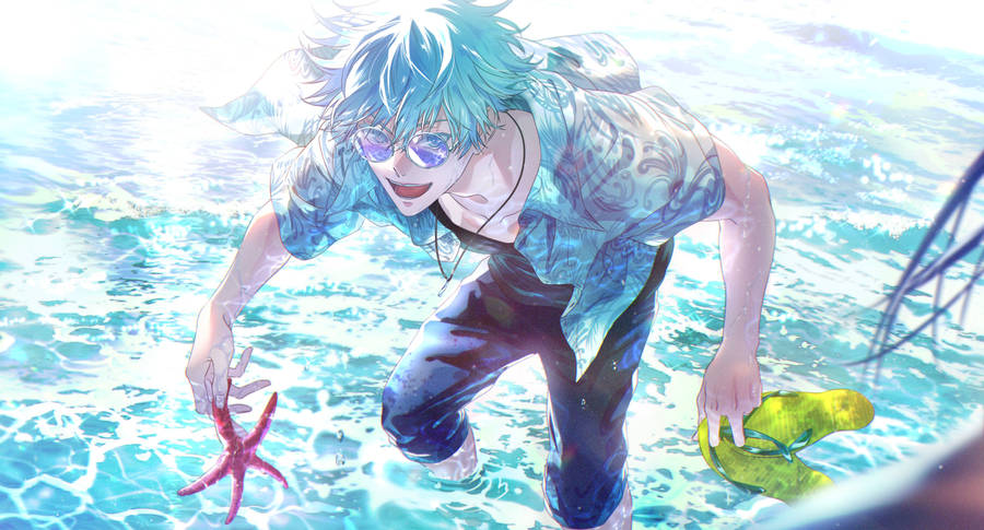 Jujutsu Kaisen Gojo In The Beach Wallpaper