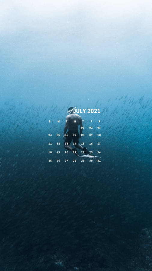 July 2021 Calendar Underwater Wallpaper