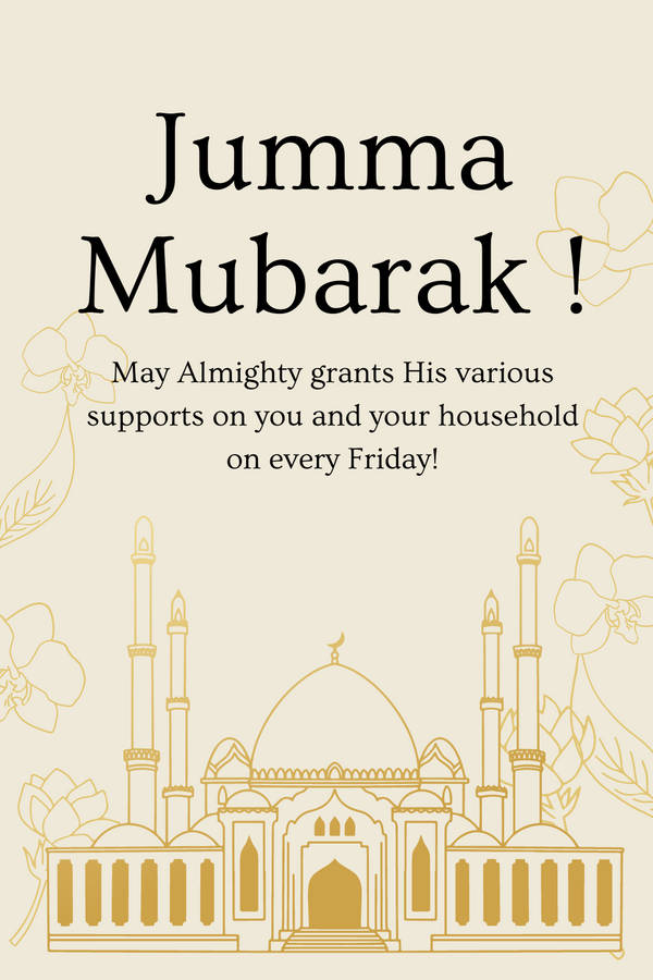 Jumma Mubarak Minimalist Mosque Wallpaper