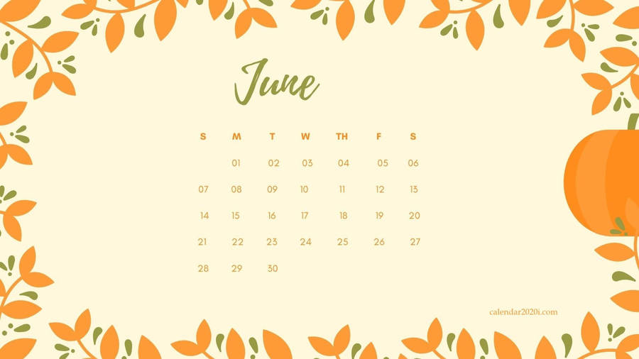 June Calendar In Orange Wallpaper