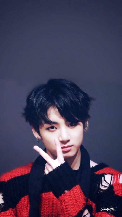 Jungkook Aesthetic Cool V Pose Wallpaper