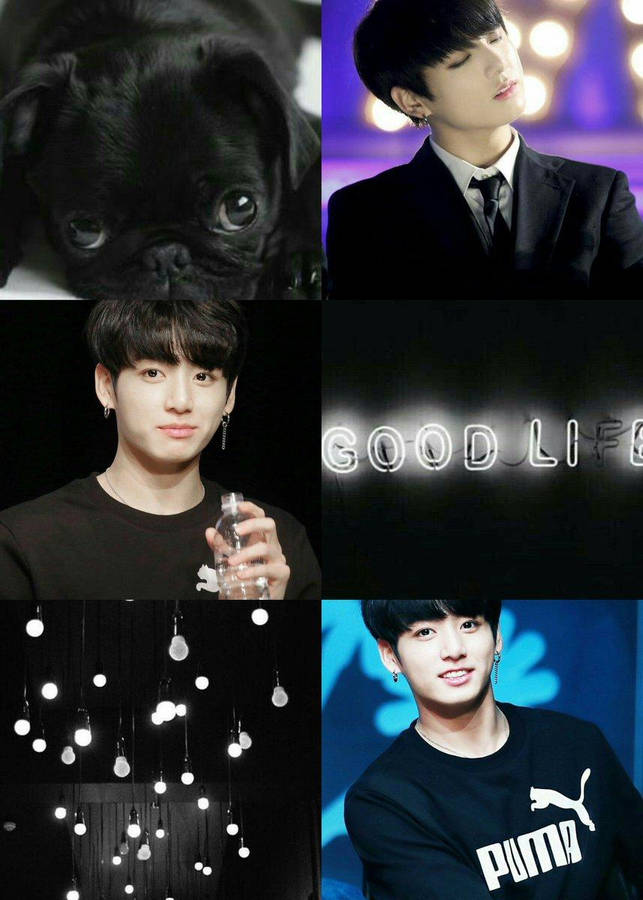 Jungkook Aesthetic In Black Wallpaper