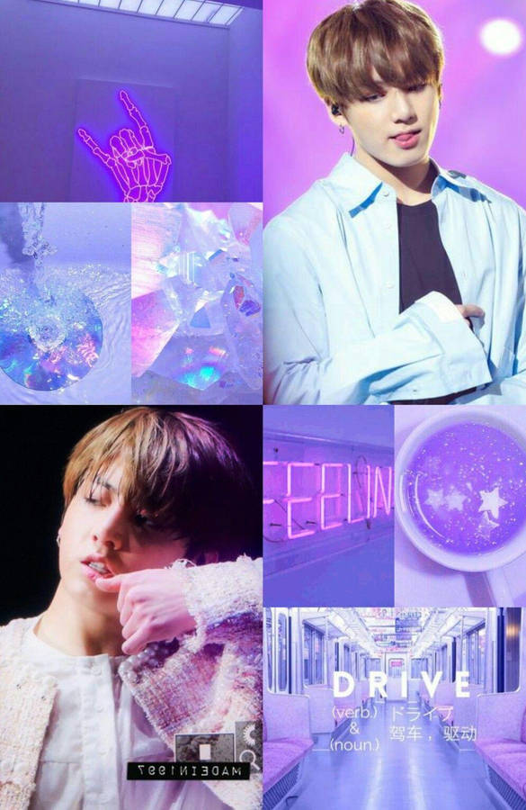 Jungkook Aesthetic Purple Collage Wallpaper