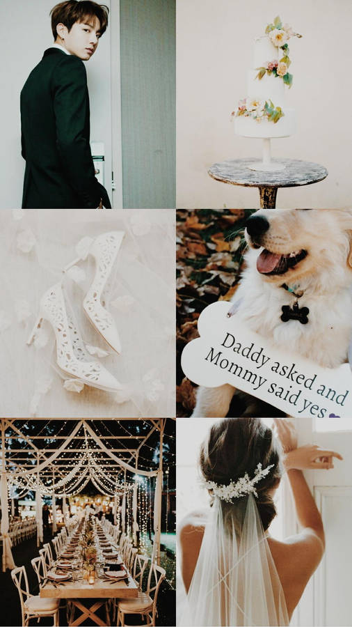 Jungkook Aesthetic Wedding Collage Wallpaper