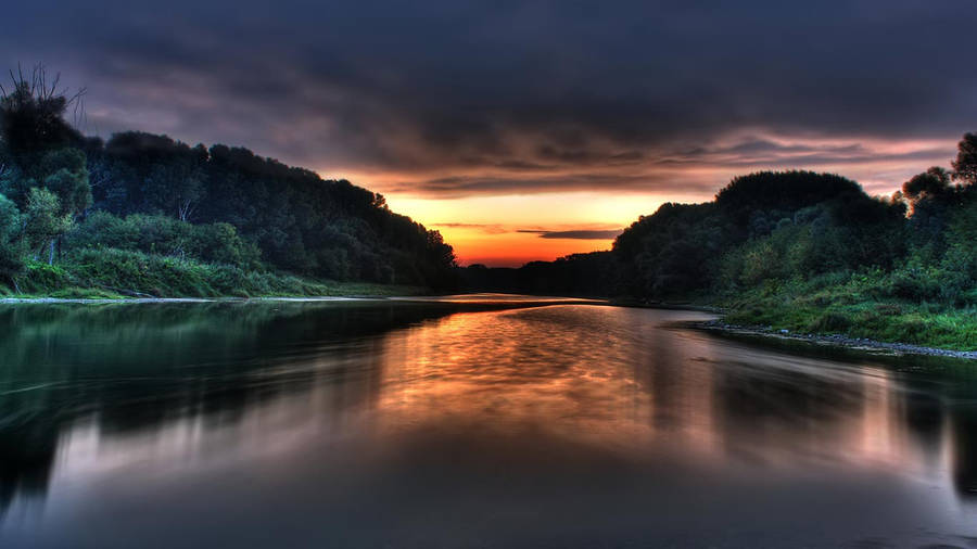 Jungle River Sunset Wallpaper