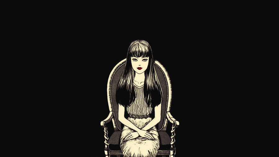 Junji Ito's Character Tomie Kawakami Lounging On A Chair Wallpaper