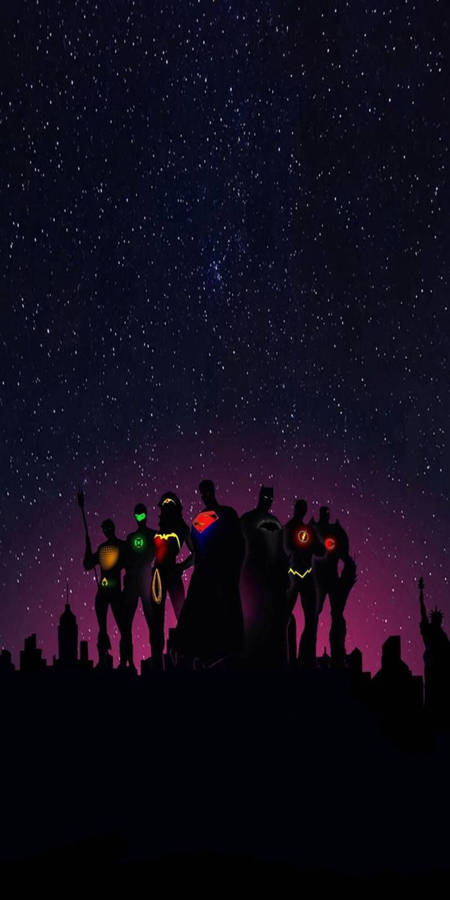 Justice League Silhouette Art Phone Wallpaper