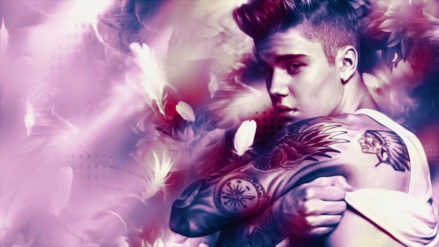 Justin Bieber Purple Feather Wallpaper