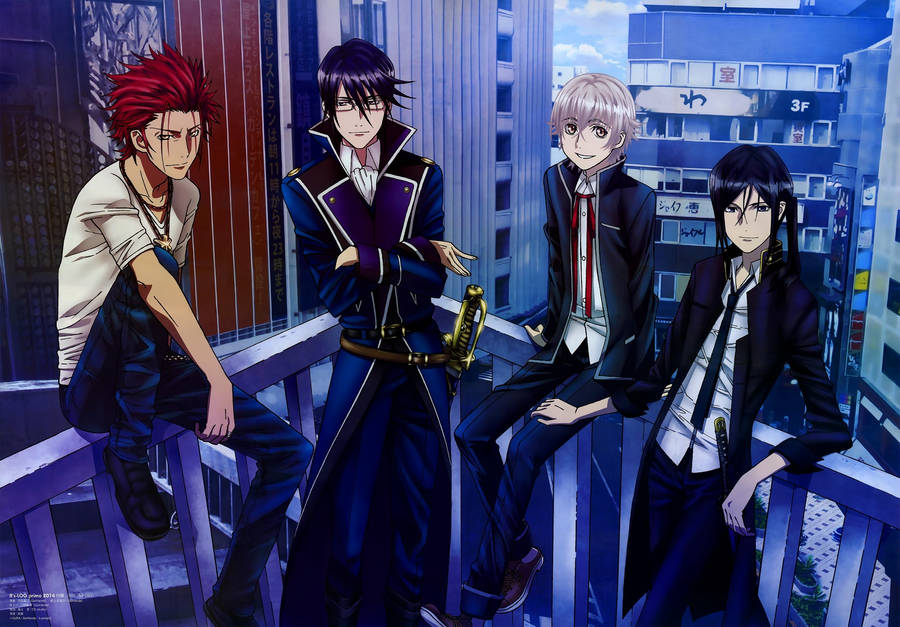 K Mikoto, Reisi, Yashiro, And Kuro Balcony Photo Wallpaper