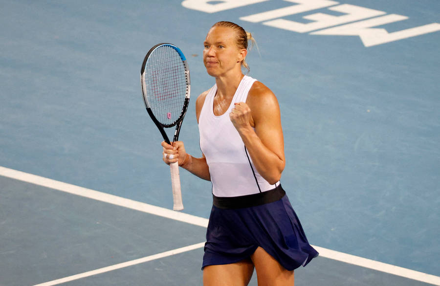 Kaia Kanepi Celebrates A Point Well Earned Wallpaper