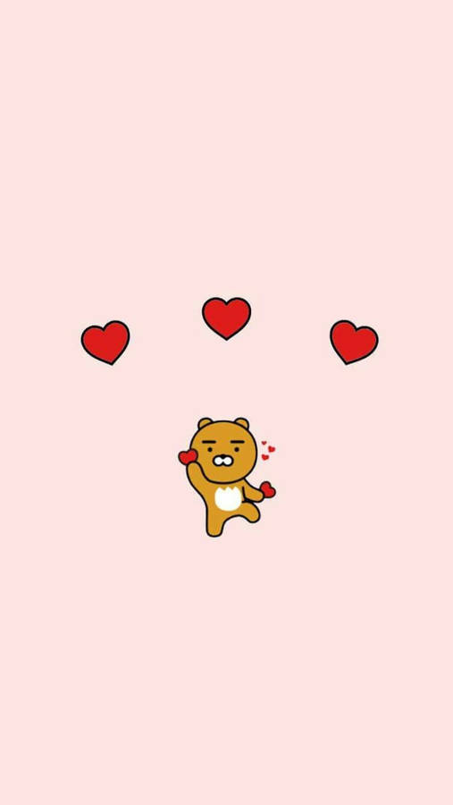 Kakao Friends Ryan With Hearts Wallpaper