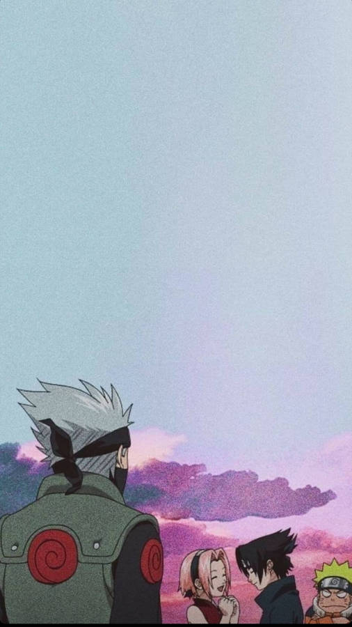 Kakashi Looking At Team 7 Naruto Iphone Wallpaper