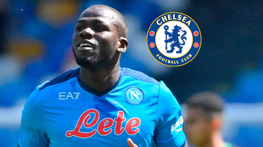 Kalidou Koulibaly With Chelsea Logo Wallpaper