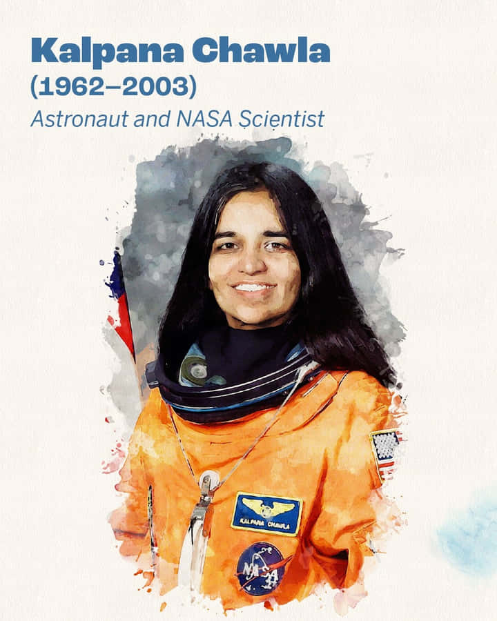 Kalpana Chawla Astronaut N A S A Scientist Watercolor Portrait Wallpaper