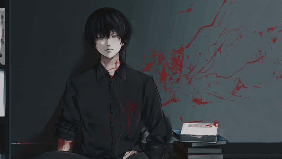 Kaneki Anime Sad With Blood Wallpaper