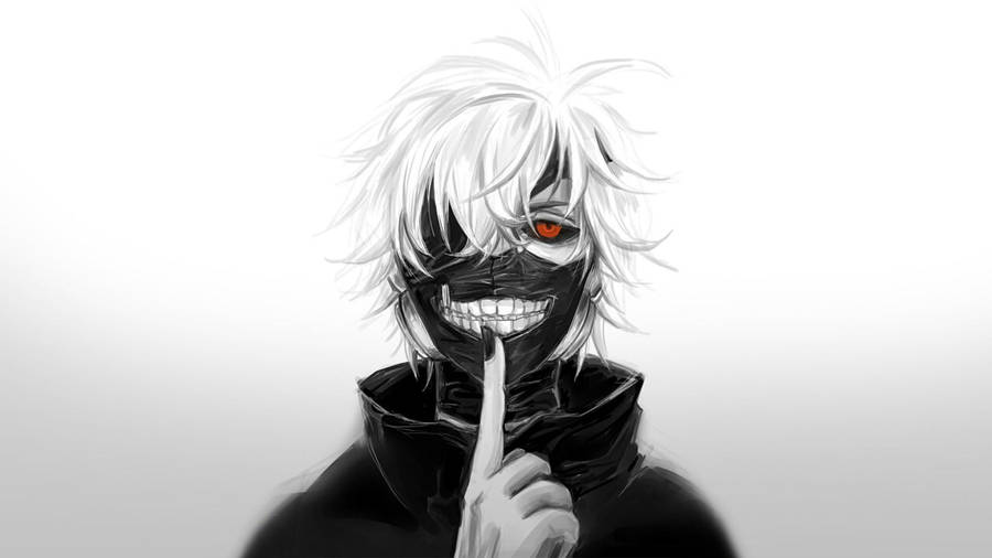 Kaneki Ken Hushing In Black And White Wallpaper