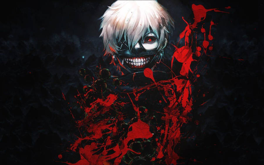 Kaneki Ken With Blood Burst Wallpaper