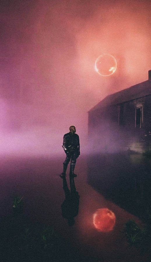 Kanye West Album Cover Featuring A Black And White Floral Portrait Of The Artist Wallpaper