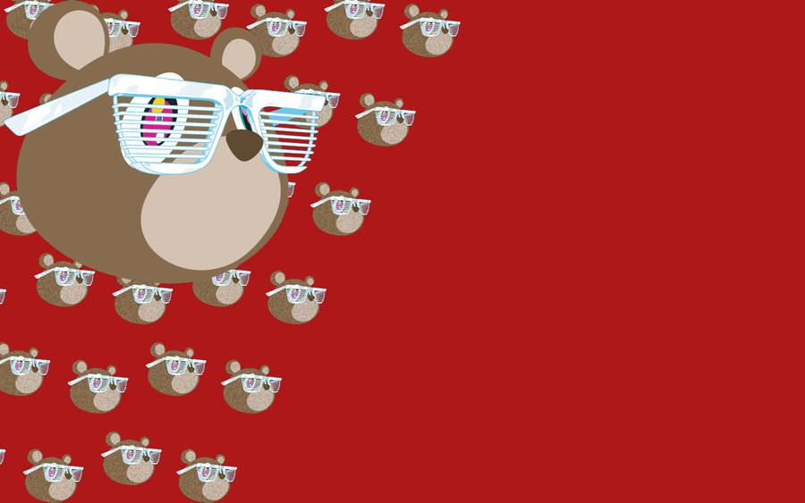 Kanye West Bear Ladder Glasses Collage Red Aesthetic Wallpaper