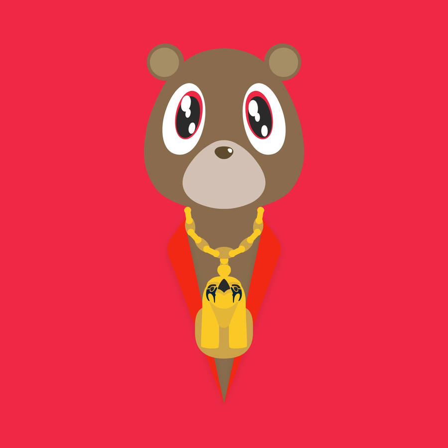 Kanye West Bear Minimalist Red Aesthetic Wallpaper