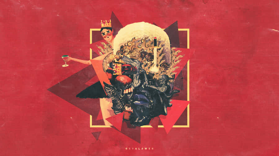 Kanye West's Iconic Album - My Beautiful Dark Twisted Fantasy Wallpaper