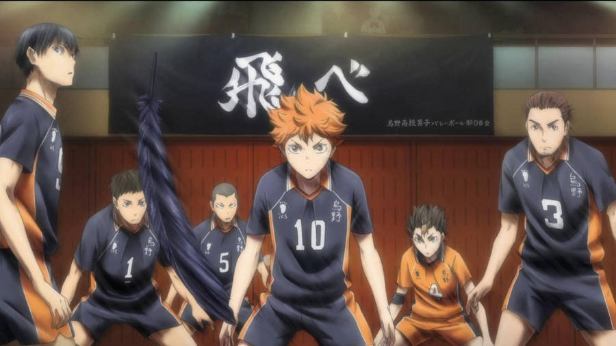 Karasuno Members Ready To Play Haikyuu Aesthetic Wallpaper